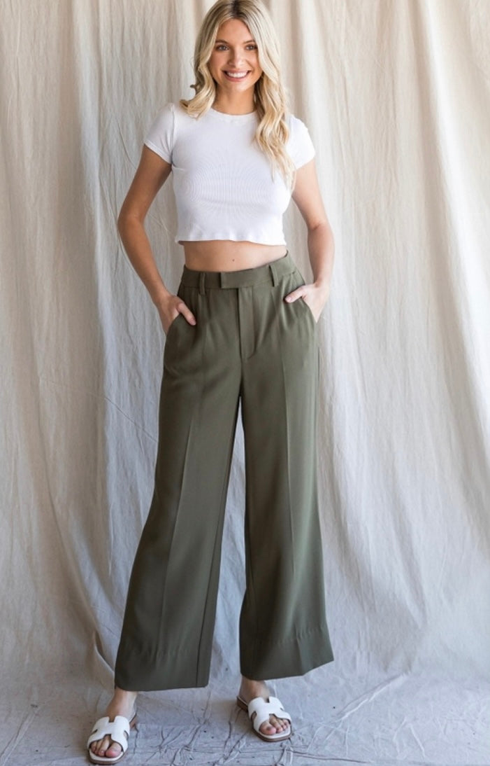 Olive Flare Pants