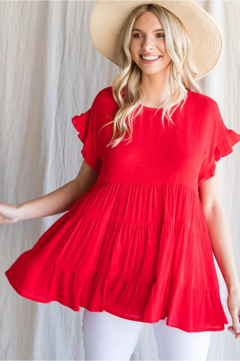 Red Ruffle Tiered Top